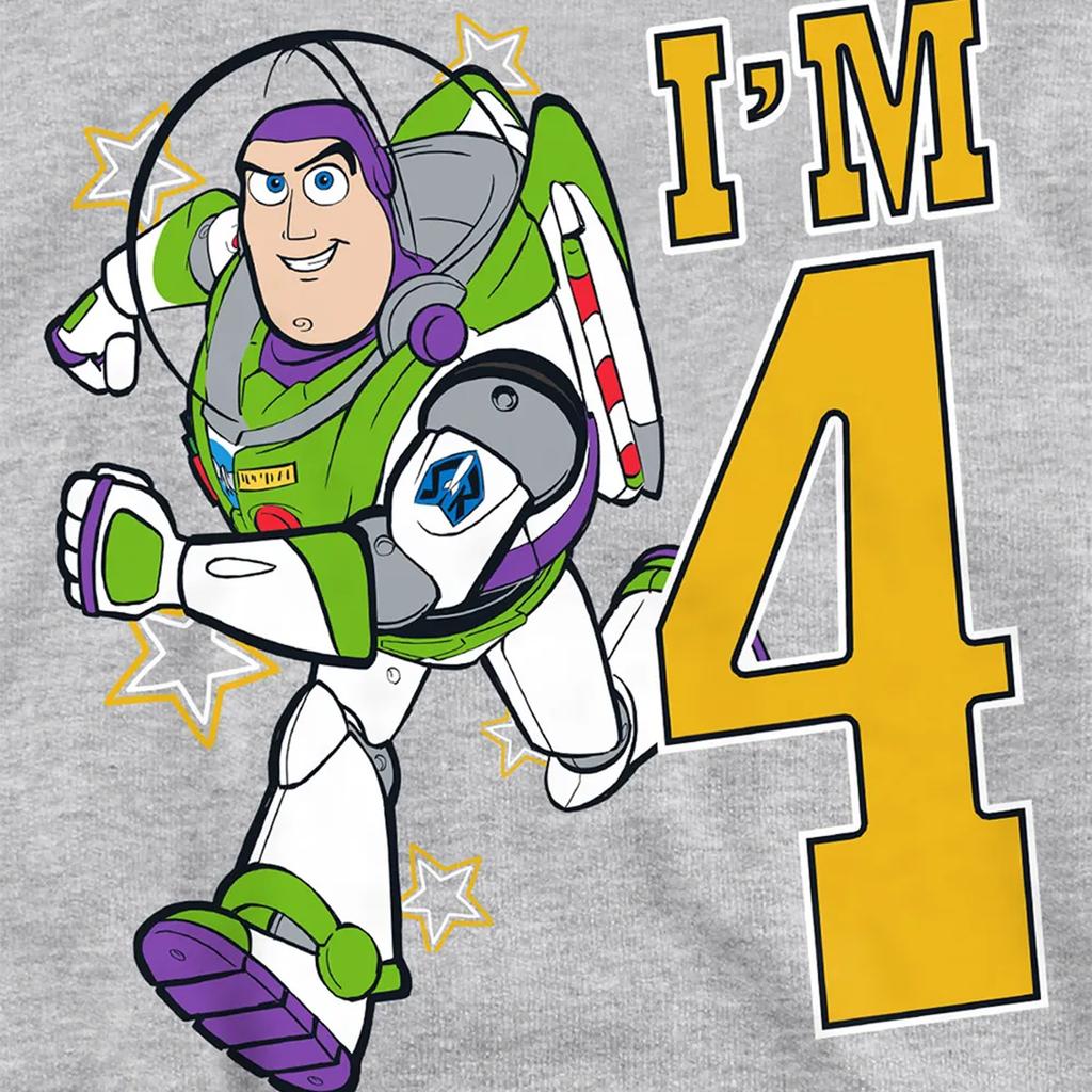 Toy Story Childrens/Kids IÂ´m 4 Buzz Lightyear Heather Birthday Pullover Hoodie