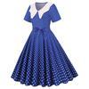 Women's Vintage Long Sleeve Polka Dots 1950s Housewife Party Ball Dress