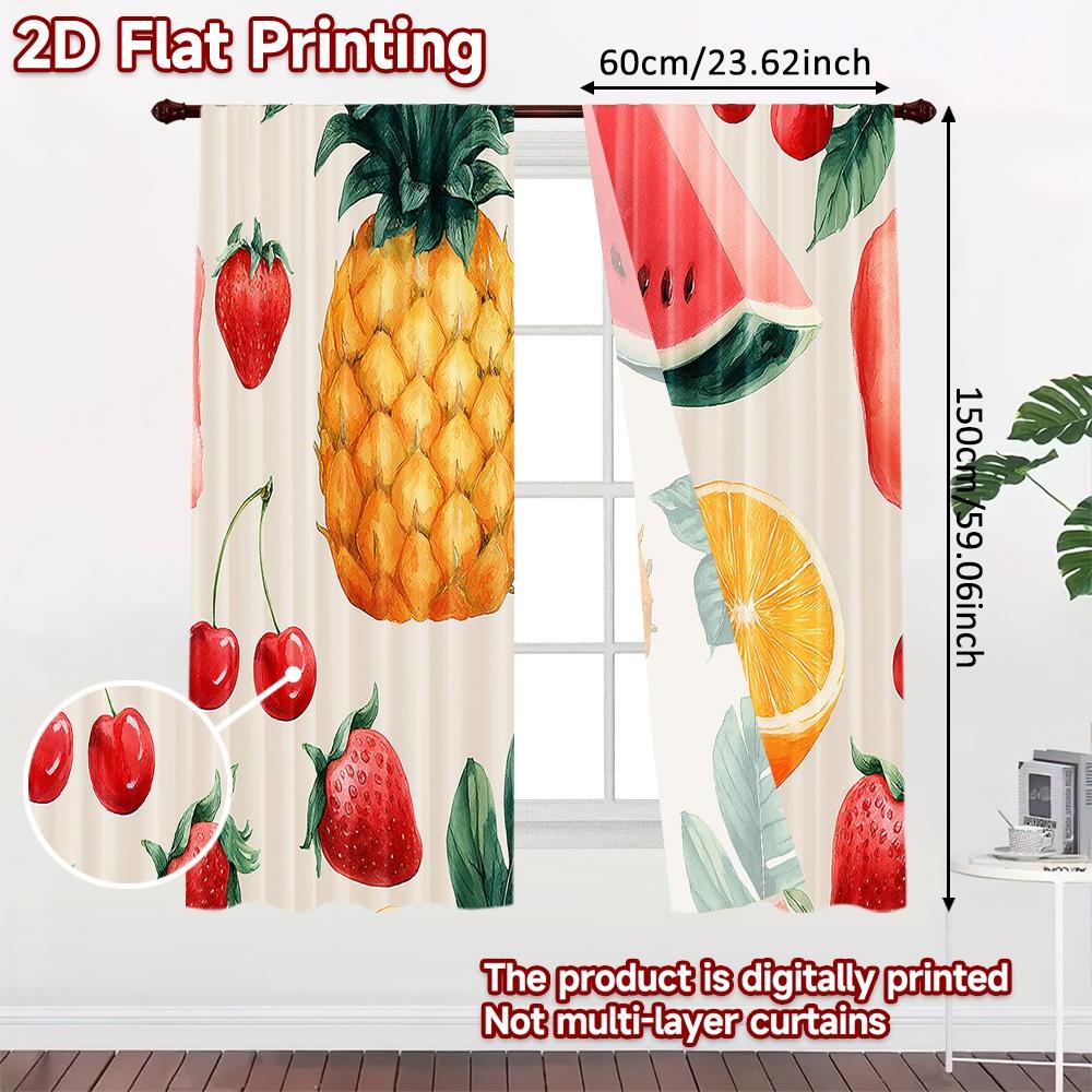Set Of 2 Flat Printing Curtains Without Rod Fruit Fiesta Design Saint Patrick Is Day Holiday Semi Curtain With Light Filtering Polyester