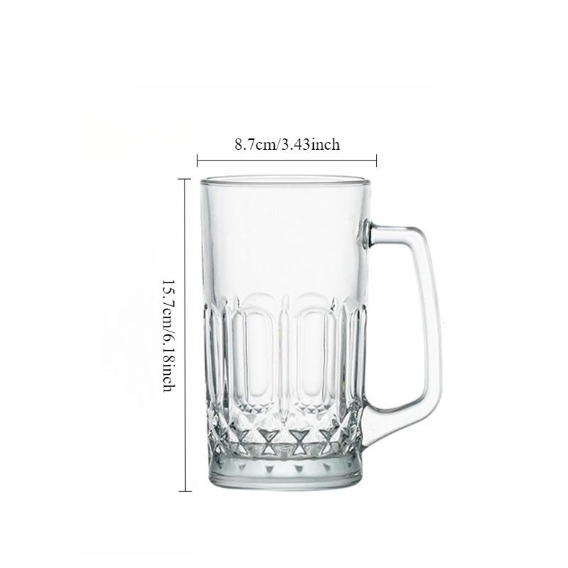 600ml/1000ml Creative Relief Beer Glass Luxury Beer Glass with Handle Party Transparent Beverage Cup Household Tea Mug Drinkware 1pcs