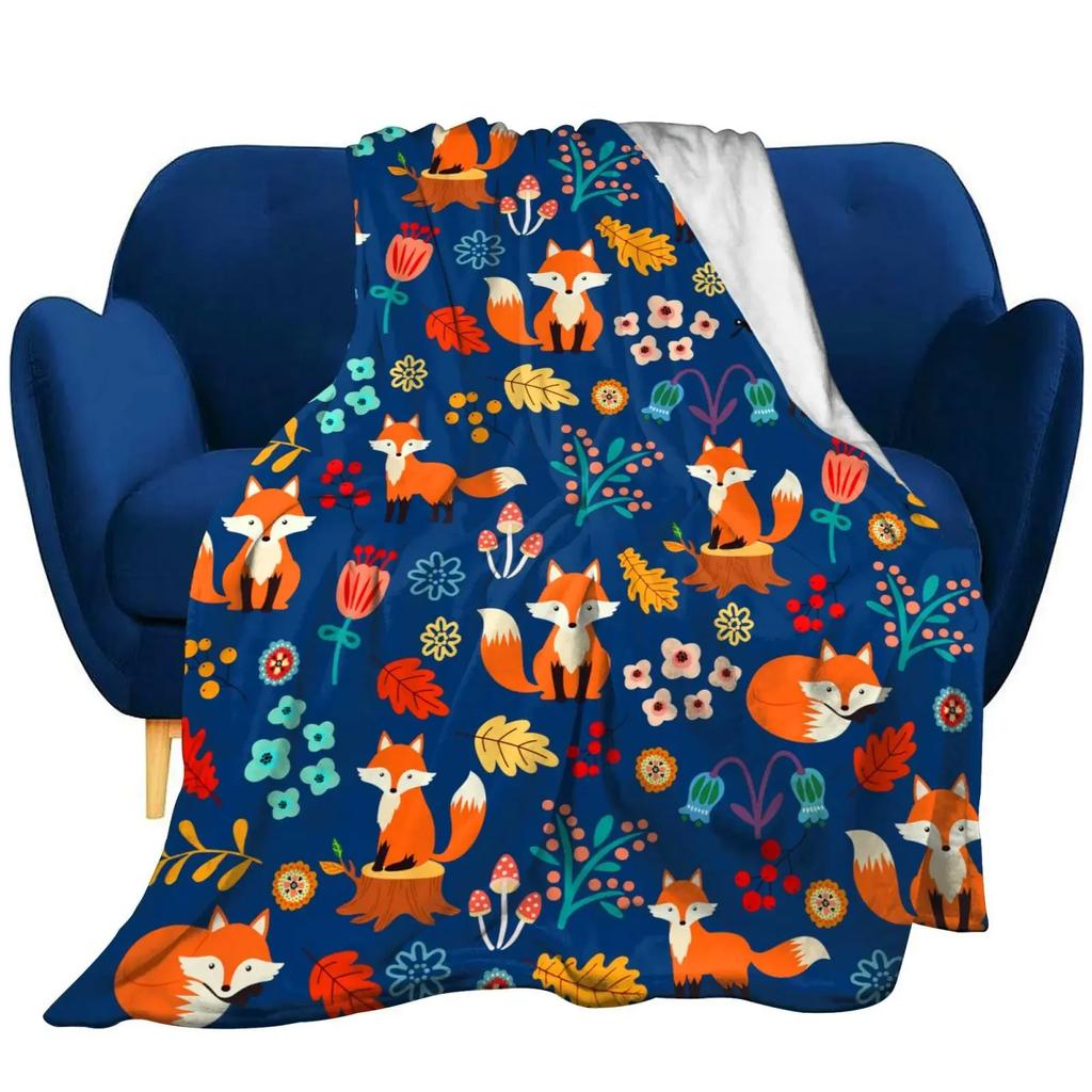 Orange Fox Soft Throw Blanket All Size Lightweight Flannel Blanket for Couch Bed Sofa Travel for Teen Adults Animal Blanket,gift