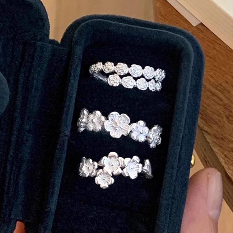925 Sterling Silver Vintage Cross Winding Finger Flower Rings for Women Couple Minimalist Party Jewelry Gift Prevent Allergy