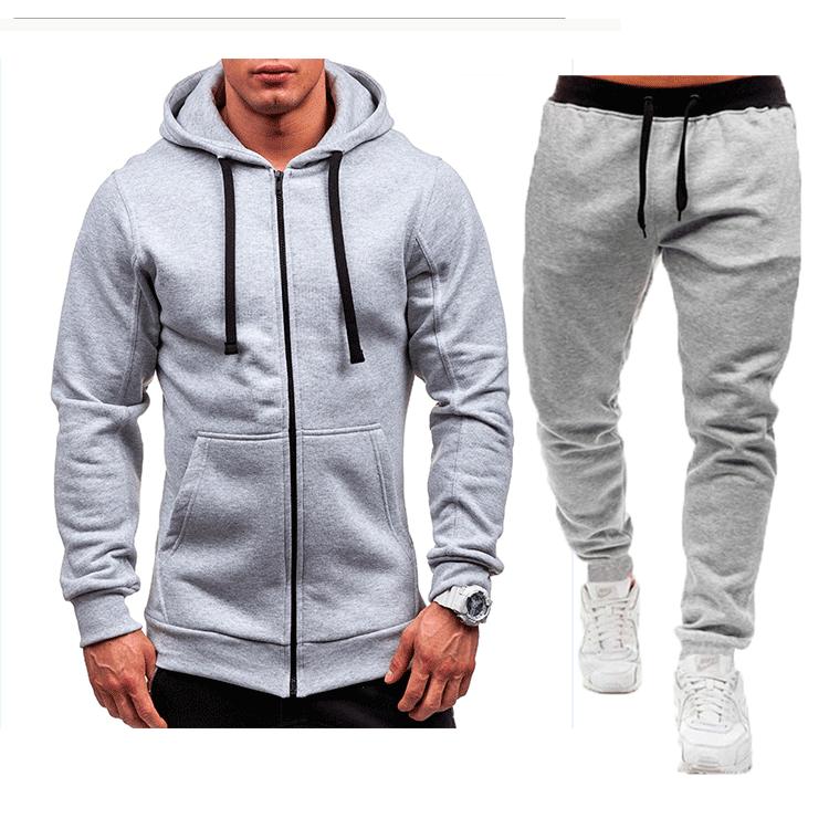 New Casual Sweatshirt Zipper Hooded Sweatshirt Jacket Men's Solid Color Cardigan Suit