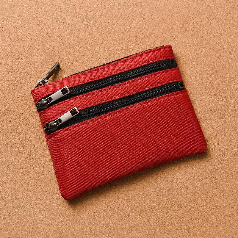 Wickeltasche Herren Damen Schlüsseltasche Dreischichtiger Reißverschluss Stoff-Aufbewahrungstasche Einfache Studenten Mini Canvas Geldbörse