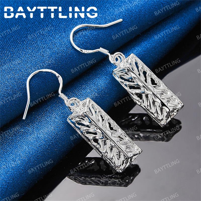 Luxury 925 Sterling Silver Exquisite Geometric Earrings for Women Fashionable Wedding Gift Jewelry Accessories