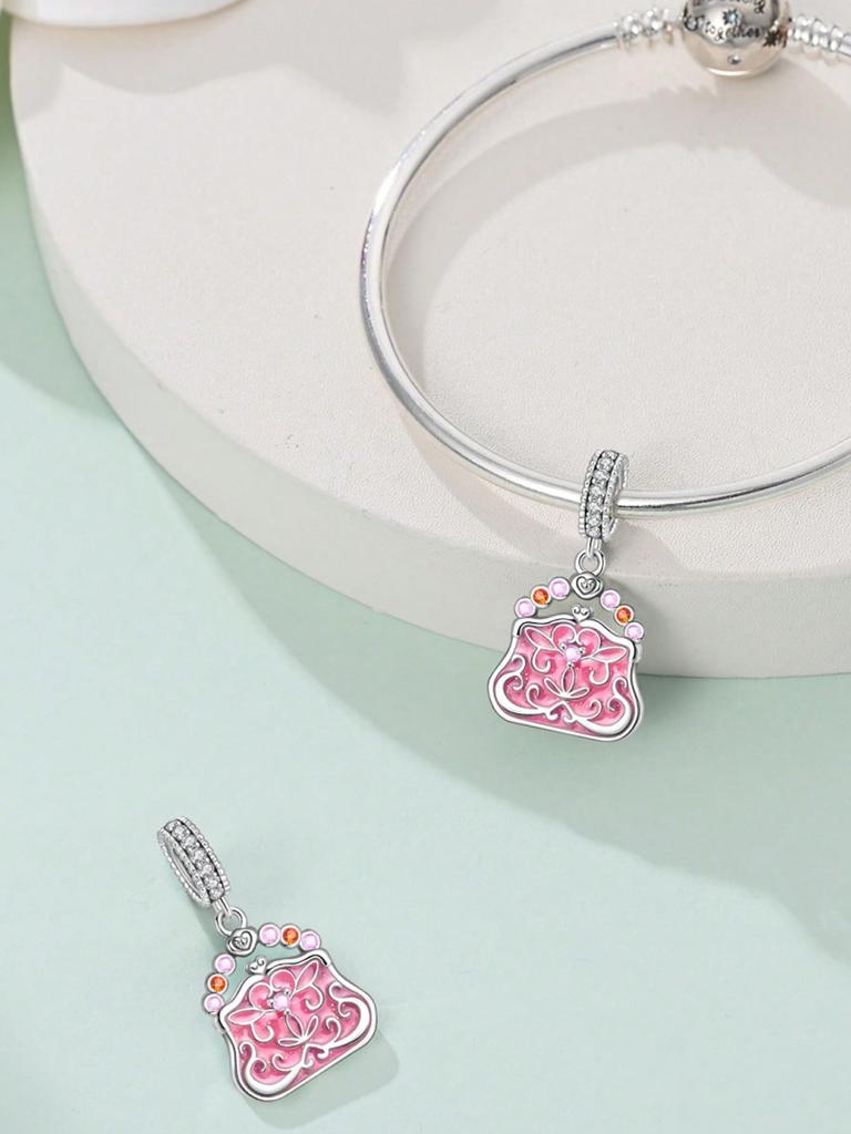 Charms Plata Pink Bag Cosmetics Beads Charm Copper Plated Fit Charms Copperoriginal Bracelet For Jewelry Making Diy Charm