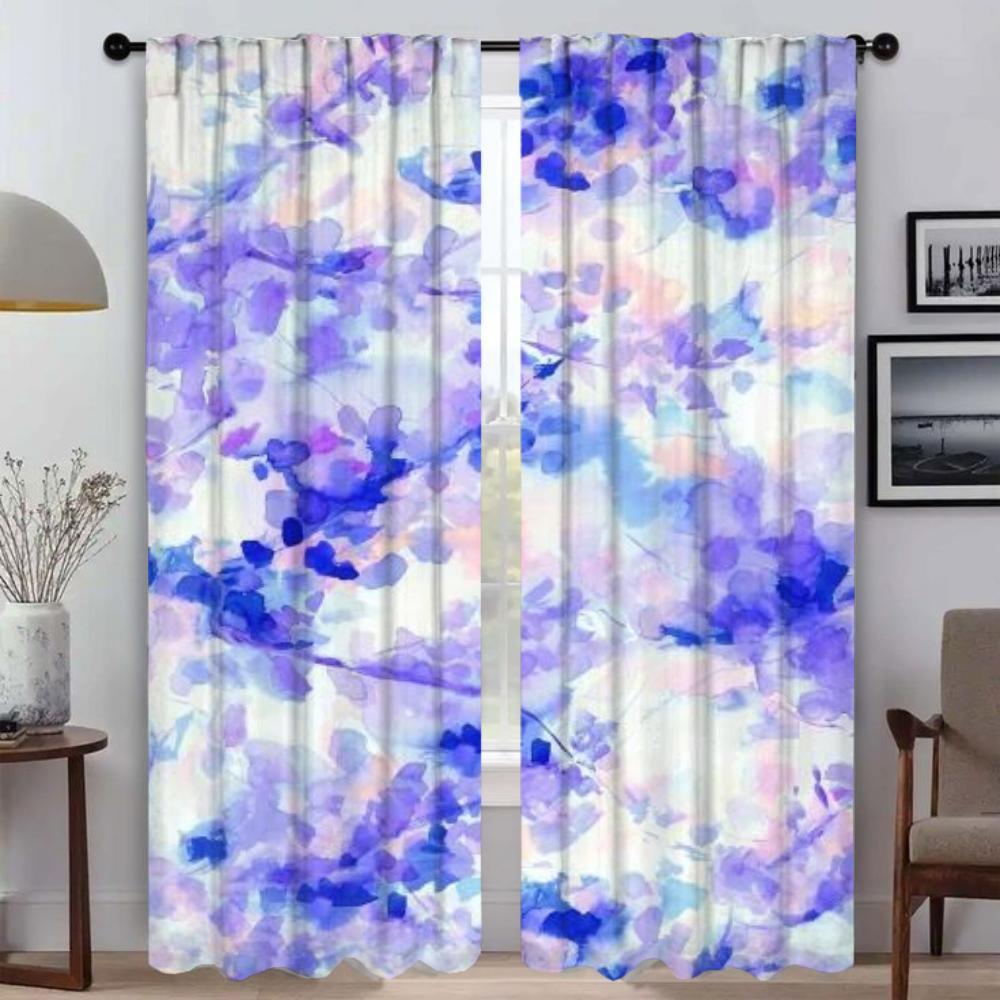 Blumen Trennvorhänge für Wohnzimmer Vorhangschattierungen Mückenschutzvorhänge 2 Stück Halloween Dekoration Tüll für Schlafzimmer