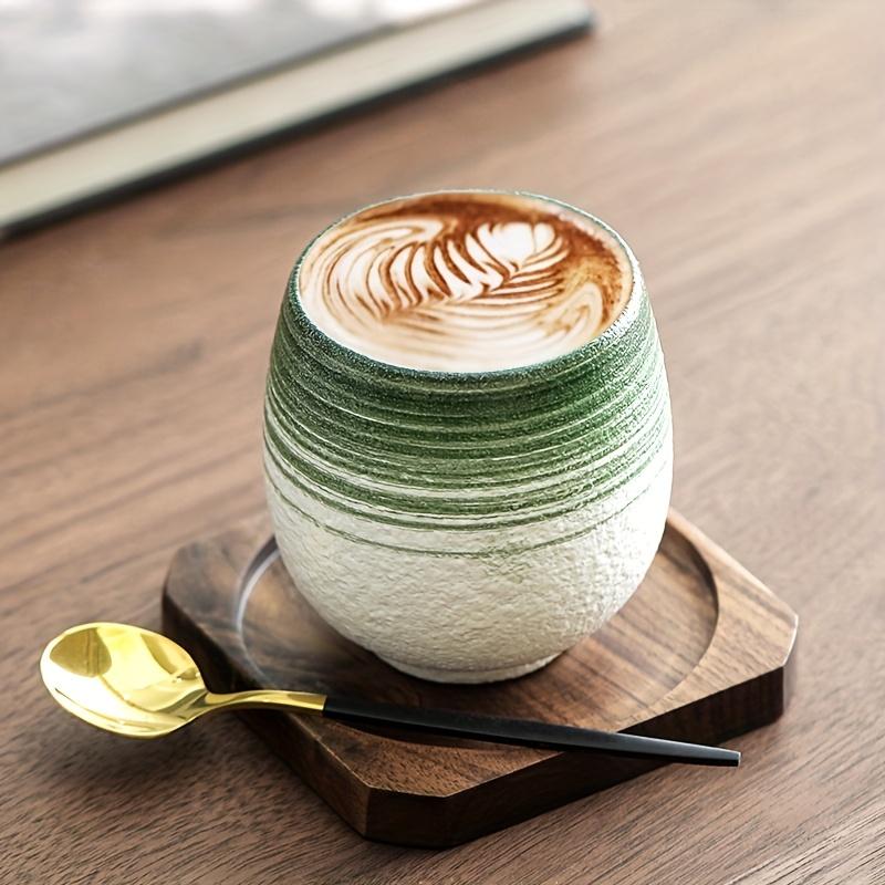 4pcs Mixed Ceramic Coffee Cup Set,Small Espresso Cups, Coarse Pottery Handmade Creative Striped Nordic Style Mugs,Breakfast Cups,Milk Cups,Latte Cups