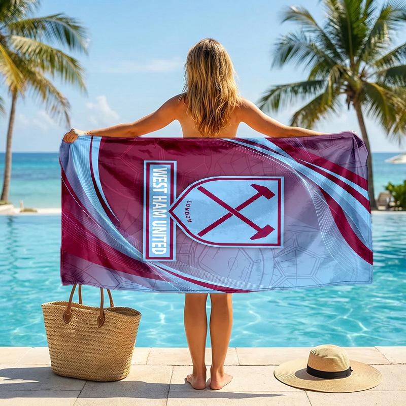West Ham United Fußball Strandtuch Weiches Mikrofaser Sommerhandtuch Schnelltrocknend Saugfähiges Handtuch für Strand Schwimmbad Reisen