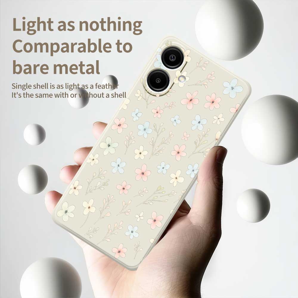For Samsung Galaxy A07 4G Case Small Flower Branches Pattern Printing Straight Edge TPU Phone Back Cover