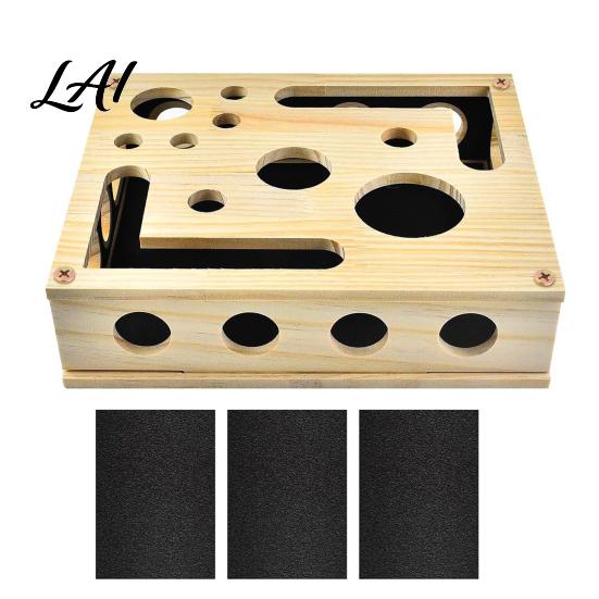 Katzen Nagelpflege Spielzeug Feilenbox Holz Anreicherung Box Puzzle Spielzeug Interaktiver Kratzbaum Mentale Stimulation Enthält Schleifpapier für die Pflege von Hauskatzen