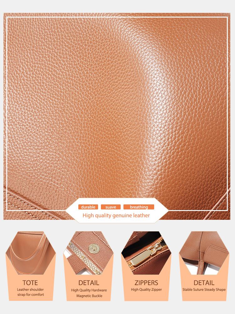Zency Genuine Leather Women's Large Shoulder Bag for A4