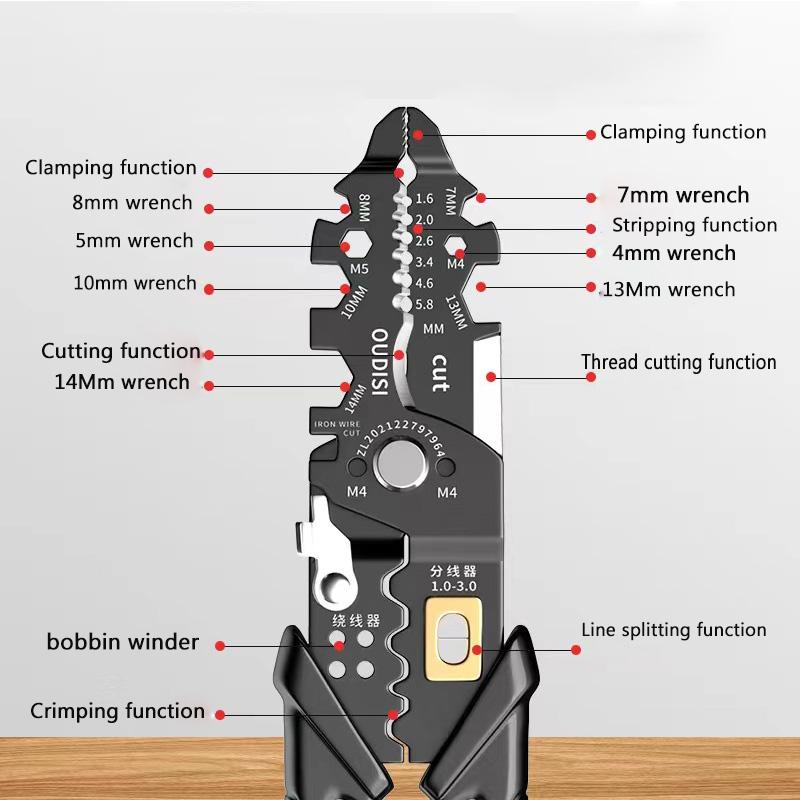 25 In 1 Multi-functional Wire Stripping Pliers Electrician Pliers Long Nose Pliers Wire Stripper Cable Cutter Terminal Crimping