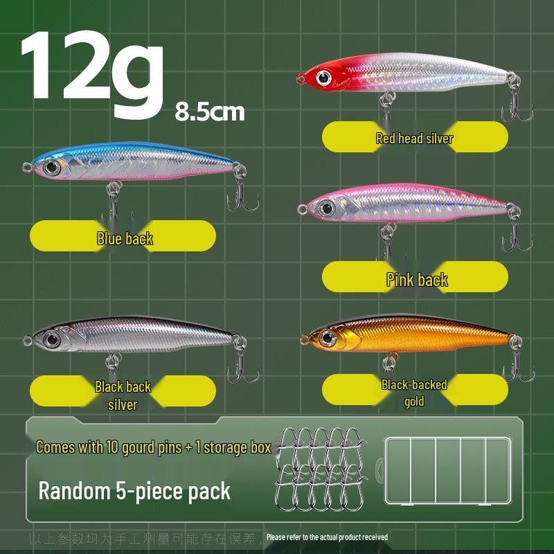 Small Silver Fish Pencil Twitching Long Cast Slow-Sinking Freshwater & Sea Fishing Lure for Mackerel & Asp