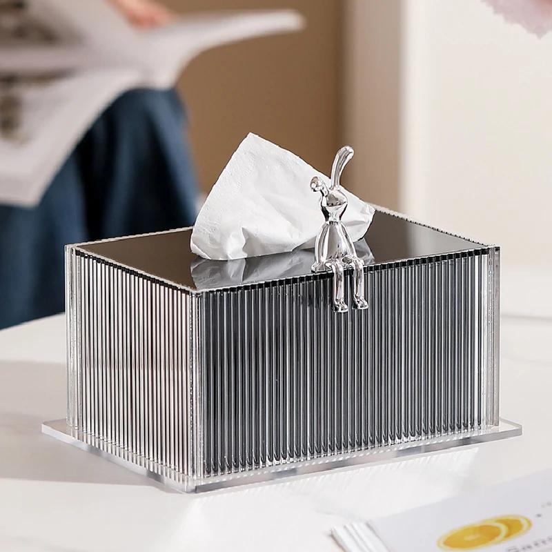 Rectangular Acrylic Tissue Box High-end Desktop Napkin Holder Creative Tissue Box Living Room Coffee Table Restaurant Decoration