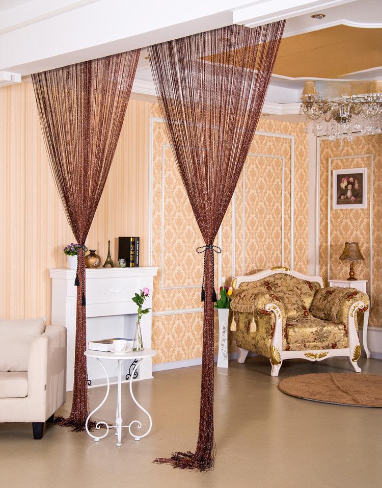 Korean-Style Silver Silk Partition Curtain, 1m X 2m, for Door, Porch, Living Room, or Bedroom.