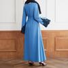 Muslimische Damenkleider mit bestickten Pailletten und Manschetten, lässig, langärmelig, mit Quaste und Bindegürtel in der Taille