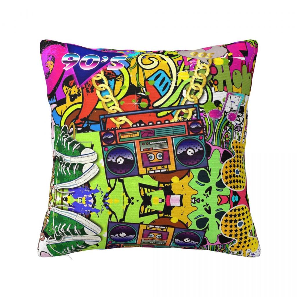 Federa per Cuscino Retrò Anni '80 '90 Grafite Musica Copricuscino Fantastico Decorazione con Zip Federa per Cuscino da Arredo per Casa 45x45cm