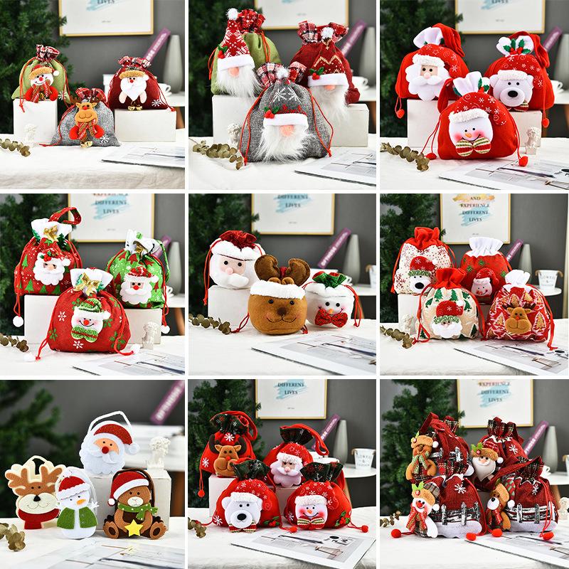 Creative Christmas Gift Bag 2020 Three-Dimensional Doll Candy Tote Bag, Classic Snowman Handmade Bundle Bag