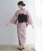 Yukata change set heiko H light pink one size fits [KYOETSU] set, weave, unbleached, 2-piece (yukata, obi), women's (4. goldfish, all)