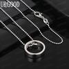 925 Sterling Silver Classic Solid Plain Circle Pendant Necklace - Stylish Evening Jewelry