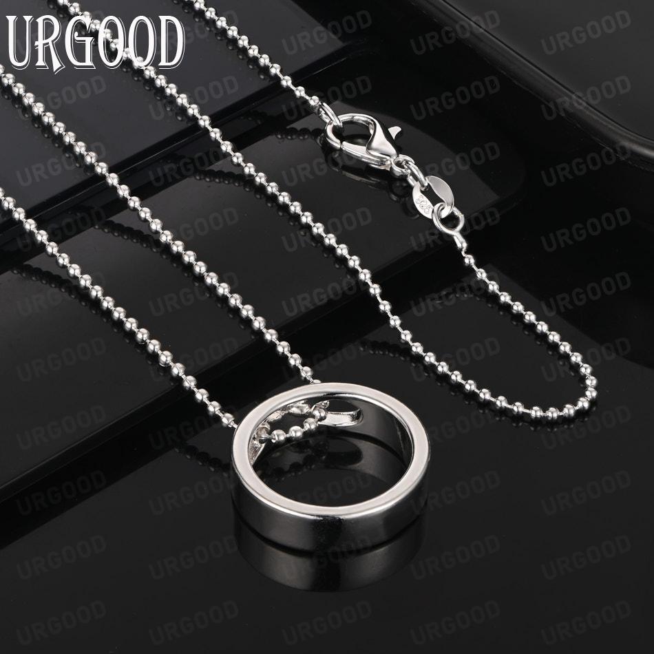 925 Sterling Silver Classic Solid Plain Circle Pendant Necklace - Stylish Evening Jewelry