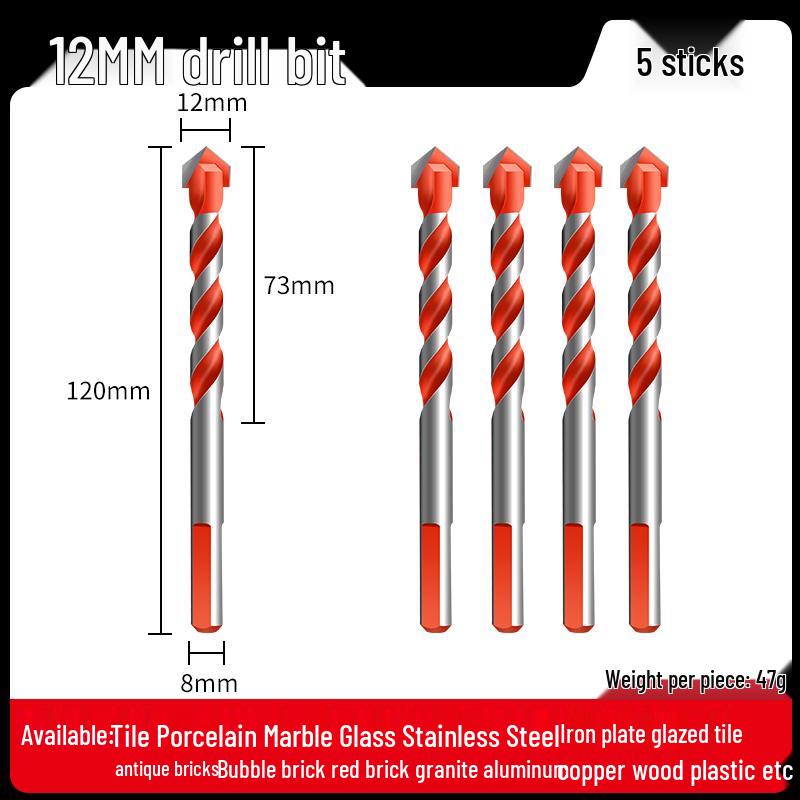 All-in-One 6mm Alloy Triangle Drill Bit for Tile, Concrete, Glass, and Cement