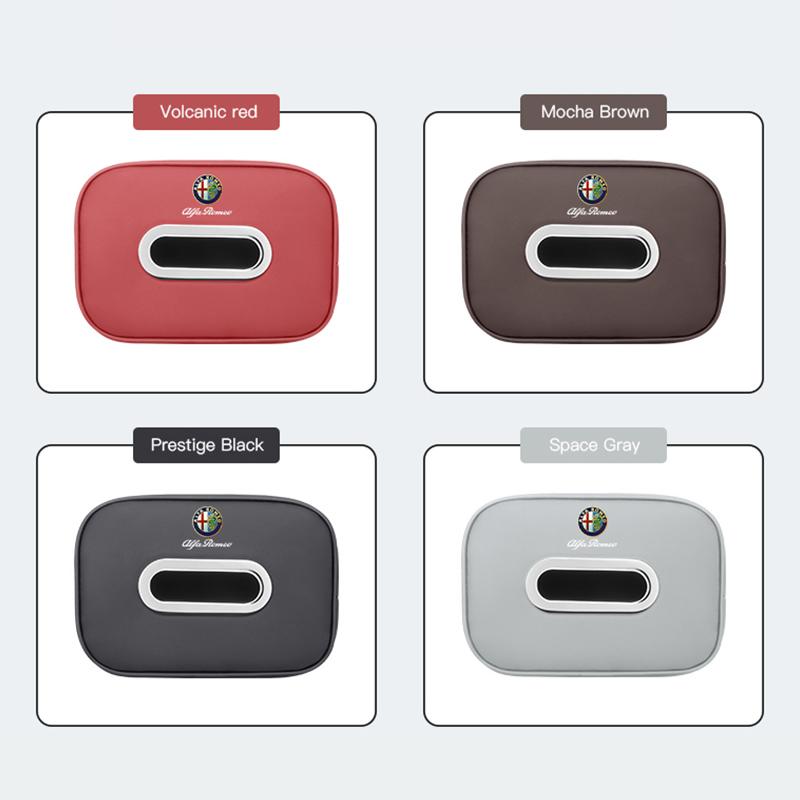 Car Tissue Box Car Interior Accessories For Alfa Romeo 4C 159 Spider Giulia Giulietta GT Leather Tissue Storage Bag Kleenex Case