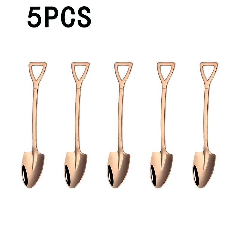 Vintage Shovel Design Stainless Steel Coffee Spoon Creative Ice Cream Cake Watermelon Dessert Multipurpose Kitchen Tool Unique