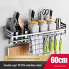 ZISIZ 304 Stainless Steel Kitchen Wall-Mounted Spice Rack with Knife Holder and Chopstick Caddy