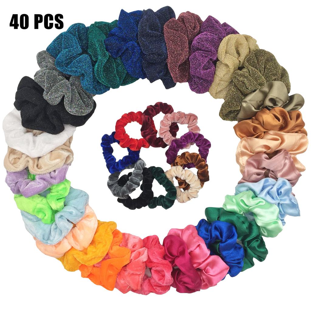 50/40/30 Stück/10 Stück Haargummis für Frauen Mädchen Plüsch Elastisches Band Gummiband Weihnachten Weihnachtsmann Accessoires Flauschiger Kunstpelz Satin