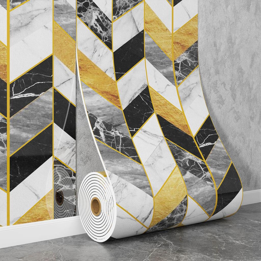 Self-Adhesive Waterproof Imitation Marble Tile Wall Sticker for Bathroom, Living Room, Kitchen, and TV Background.