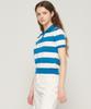 CARGOBROS FOR WOMAN Striped Collar Short Sleeve Knit (Blue)