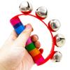 5PCS Wooden Handbell Rainbow Jingle Bell Shaker Rattle For Kids Baby Musical Instrument Preschool Montessori Educational Toys