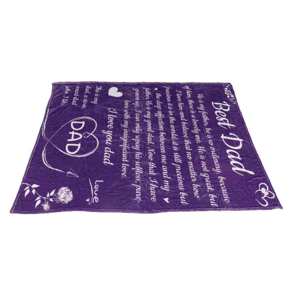 Flannel Blanket Alphabet Pattern Soft Comfortable Lightweight Portable Purple Personalized Dad Blanket for Father S Day
