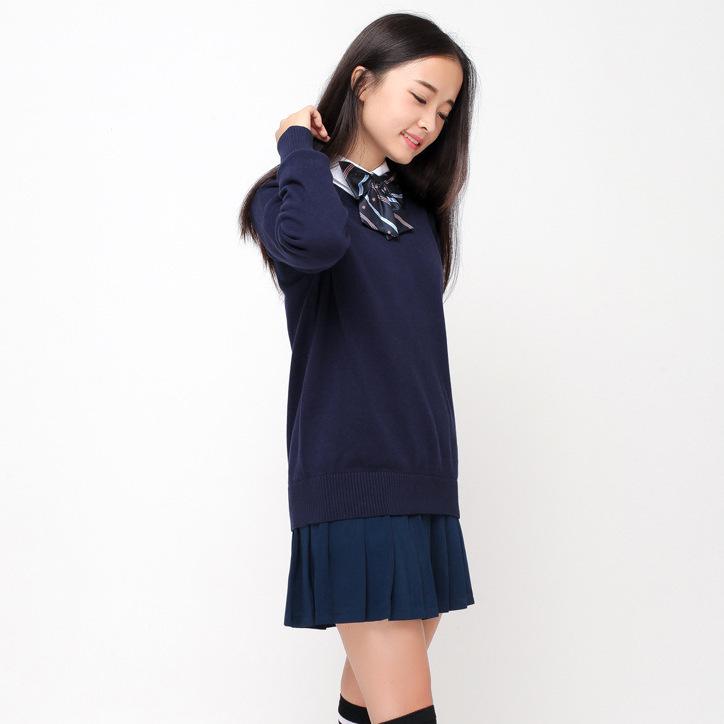 Japanischer Schulstil JK Strickpullover mit V-Ausschnitt für Schüler - Unisex, Langärmlig, Auf Lager.