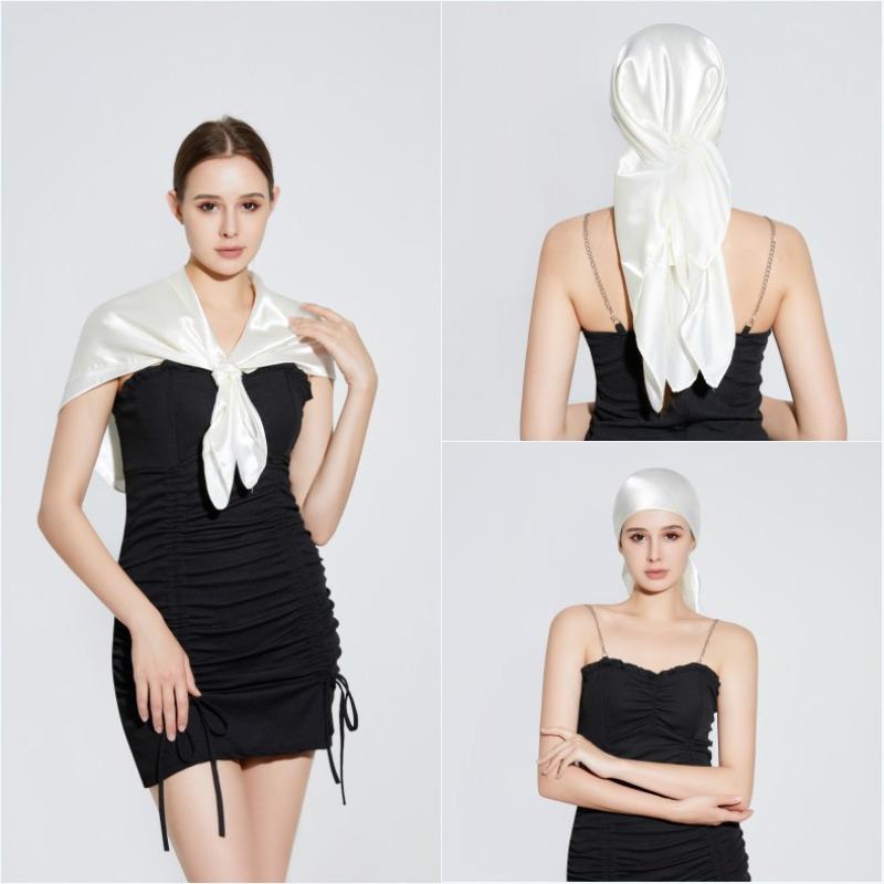 Selected solid color imitation silk generous silk scarf, women's silk scarf 90 * 90 color diced versatile scarf