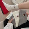 Lady Spring and Autumn Cute Cartoon Dog Sweaty Breathable Boneless Tube Pile Pile Cotton Socks