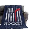 Ice Hockey Throw Blanket Winter Sport Game Flannel Blanket Sporting Competition Sofa Couch Office Flannel Blankets for Kids Boys