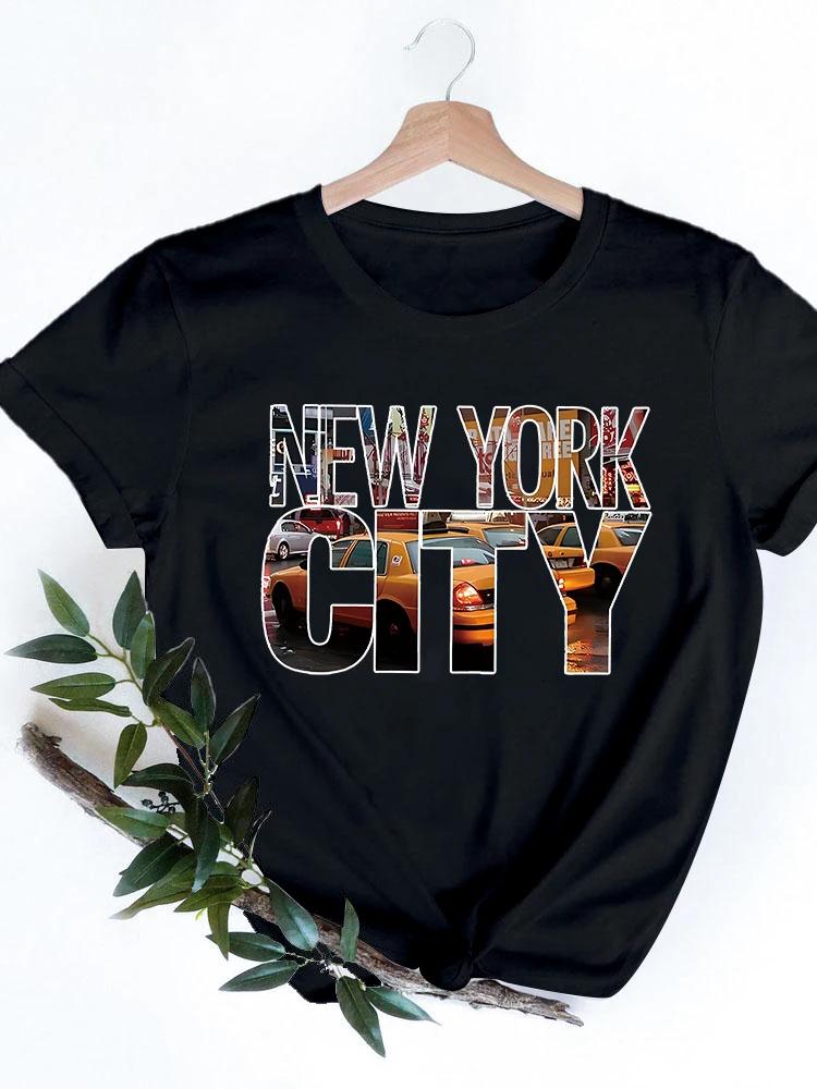 2024 Fashion Anime T Shirt Women New York City Graphic T Shirt Harajuku Kawaii Woman T Shirts Short Sleeve Femme Tops Tees