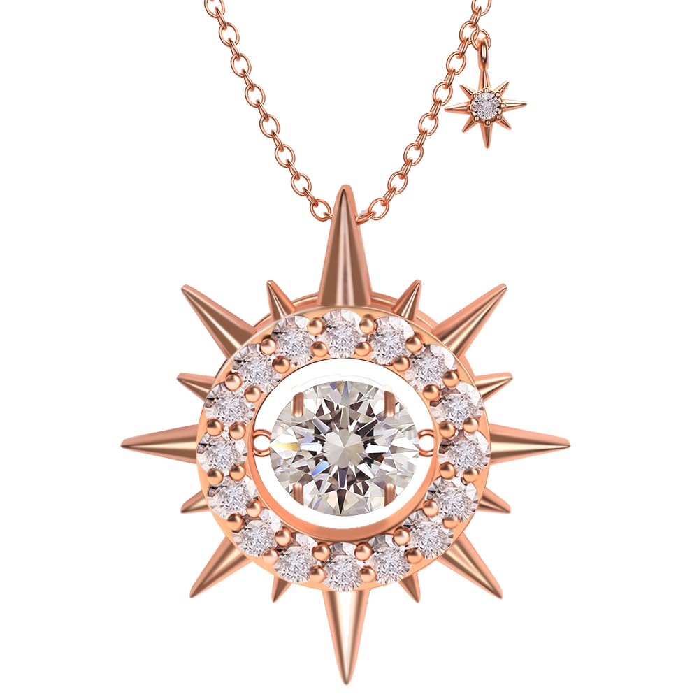 

Moissanite Necklace for Lab Grown 18K Rose Gold Plated on 925 Silver Jewelry [FEIKFEIZ] Women, Pendant, Diamonds, Silver, Necklace, Gifts.