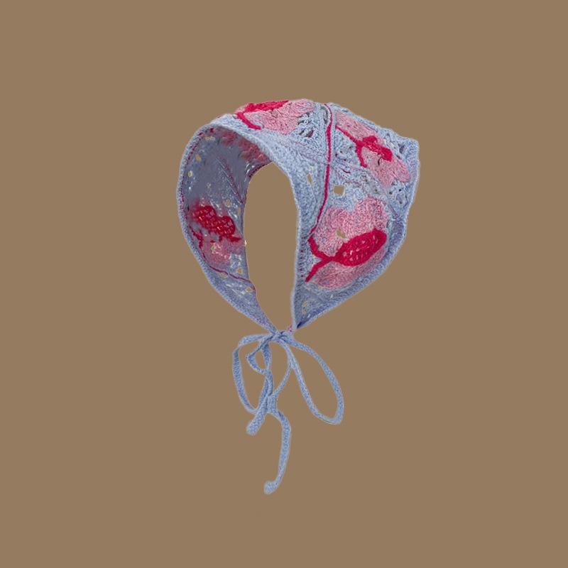 Headscarf Hat Pastoral Style Triangle Headband For Women Girls Handmade Crochet Headband Little Flower Headscarf