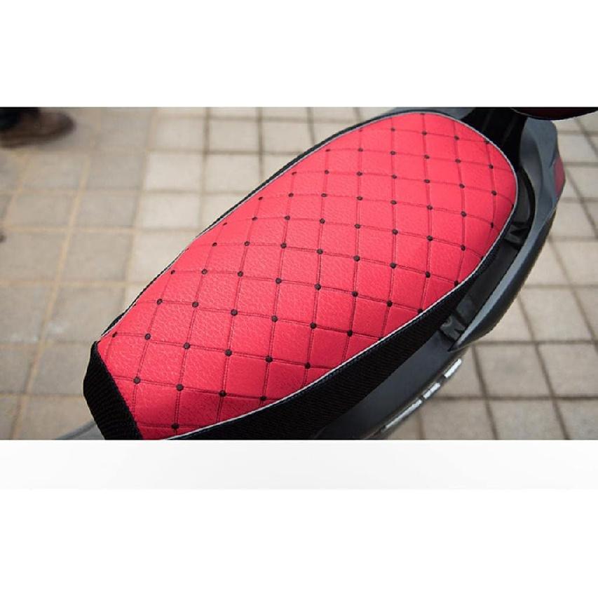 Red Motorcycle Scooter Moped Seat Cover Anti-Slip Cushion Pad PU Leather Waterproof, M/L/XL, M