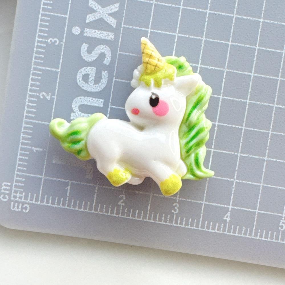 10Pcs New Cute Cartoon Unicorn, Rainbow, Ice Cream Series Flat Back Resin Cabochons Scrapbooking DIY Jewelry Craft Decoration