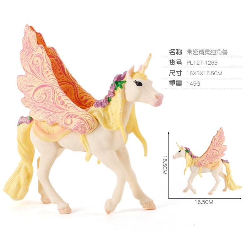 Eye-catching Fantasy Unicorn Rainbow Horse Pvc Model With Adorable Flying Pony And Elf Sheep