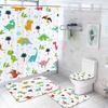 Animal World Map Shower Curtain Set With Non-Slip Rugs Toilet Lid Cover Bath Mat Kids Educational Geography Bathroom Curtain Set