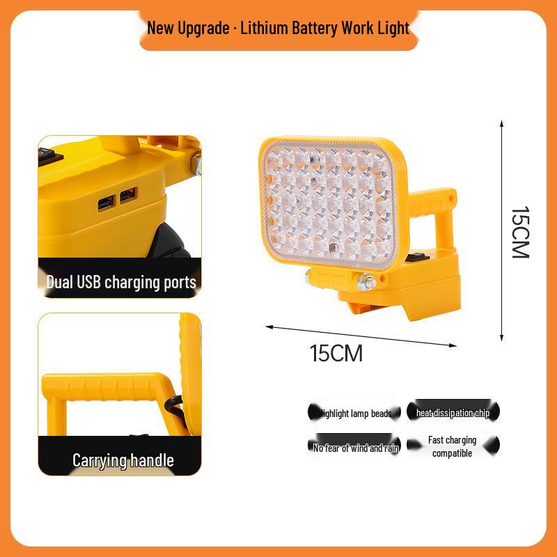 Portable Emergency Lithium Battery Floodlight for Camping, Construction, and Car Repairs