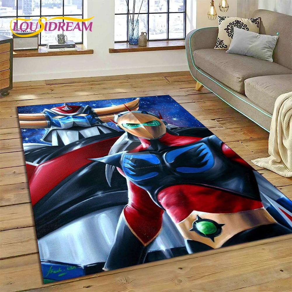 3D Kreslený UFO Robot Grendizer Anime Koberec Kobereček pro Ložnici Obývací Pokoj Domácí Dekorace Pohovky, Dětská Hra Velká Dekorační Podložka na Podlahu