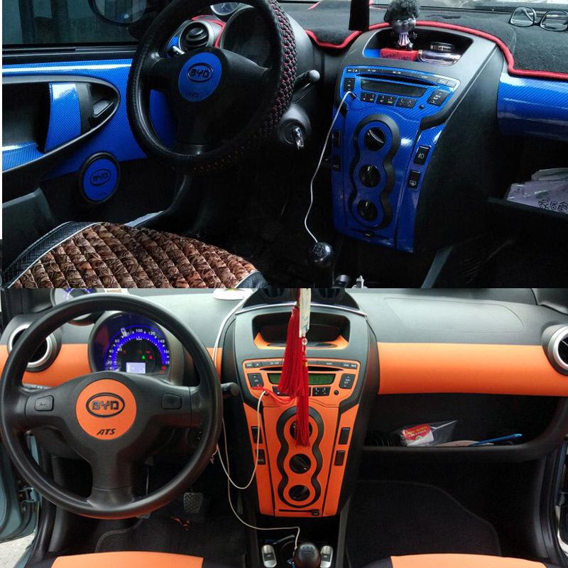 BYD F0 Carbon Fiber Interior Stickers: Console & Door Panel Protection Film