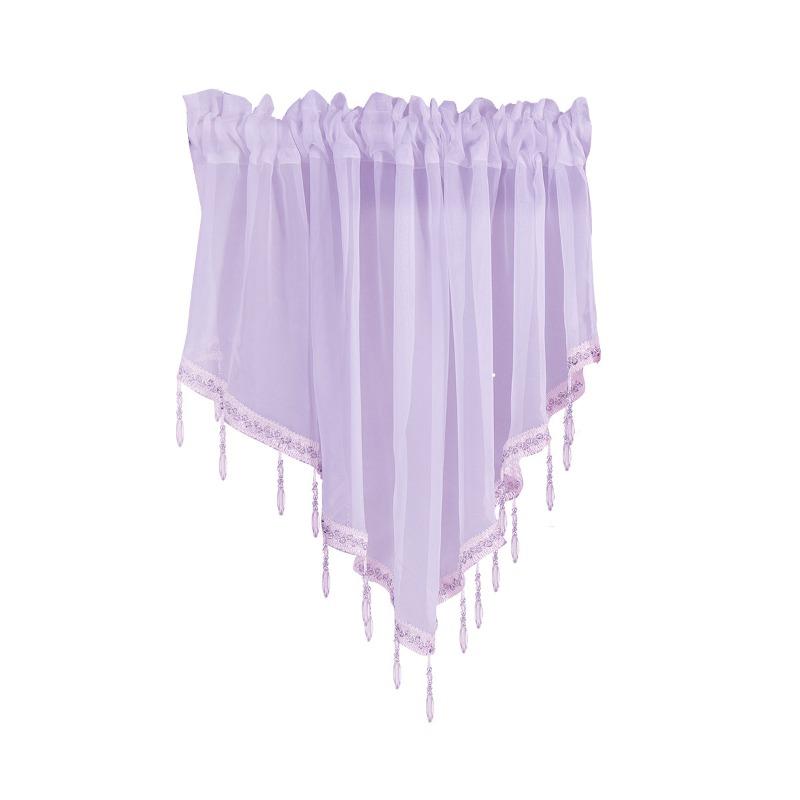 Sheer Triangle Valance Curtain Rod Pocket Kitchen Window Tulle Drapes Light Filtering Polyester Decorative Scarf for Windows